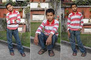 drei Bilder eines Kindes auf einem Foto.