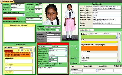 Ein Blatt aus der Datenbank über die Kinder in Nepal.