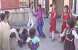 Some of our girls dancing on the roof in front of my room.